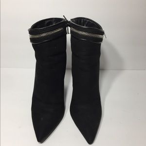 Just Fab Soleil Suede Pointed Toe Ankle  Zipper Booties